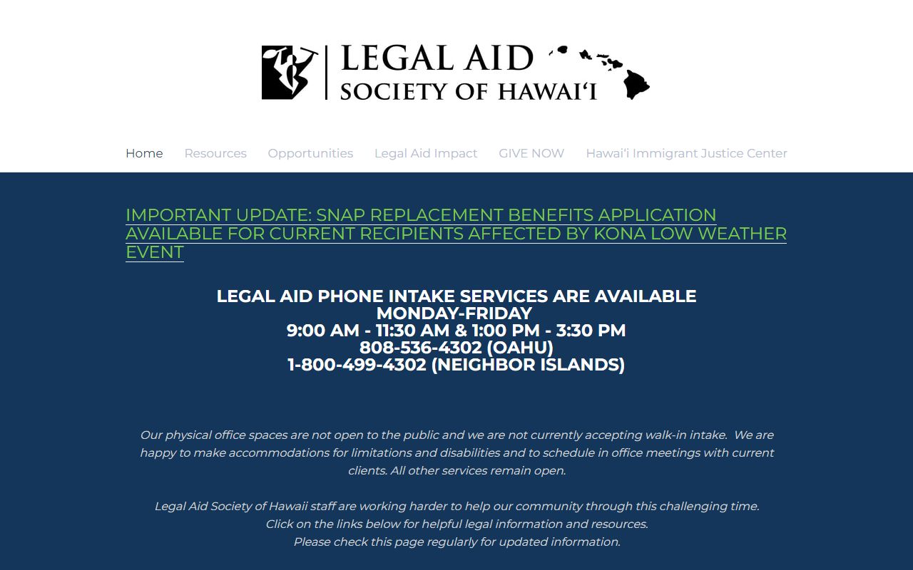 Legal Aid Society of Hawaii Urban Honolulu released inmates
