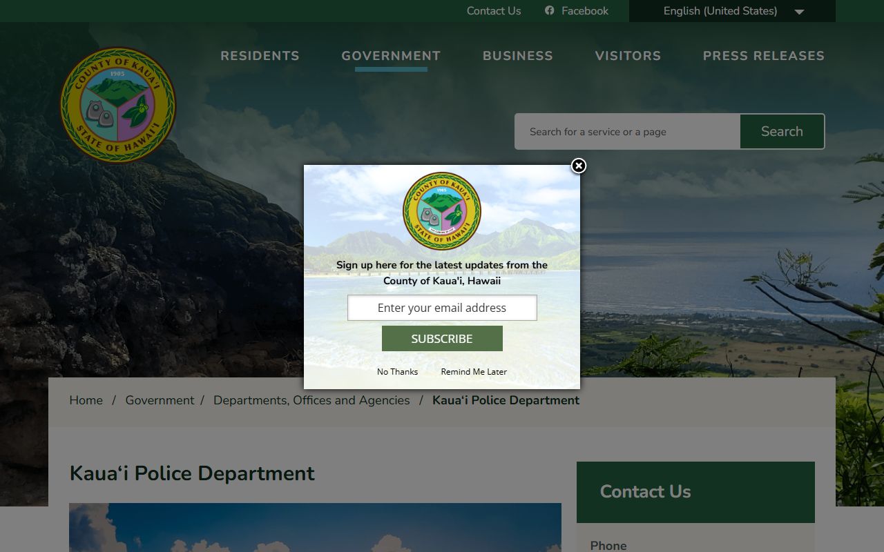 Kauai County Police Department released inmates