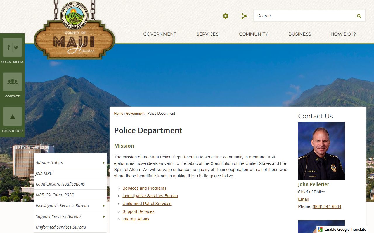 Maui County Police Department released inmates records