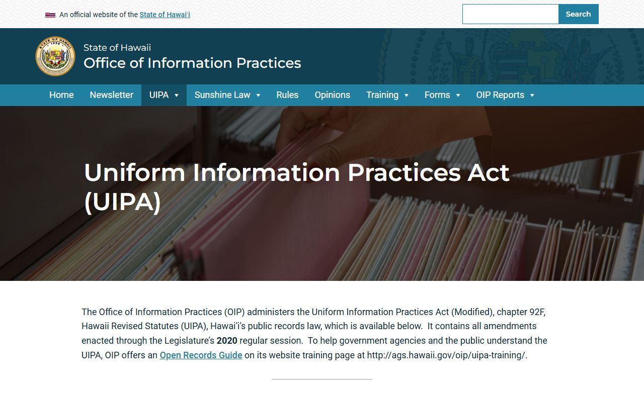 Hawaii Office of Information Practices UIPA released inmates